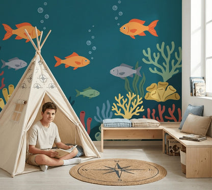 Underwater Wallpaper Ocean Fish Removable Wall Decor