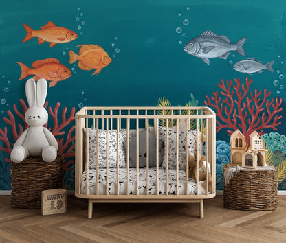 Coral Reef Wallpaper Underwater Removable Fish Wall Decor