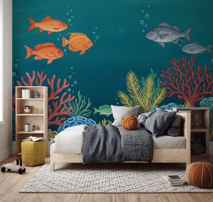 Coral Reef Wallpaper Underwater Removable Fish Wall Decor