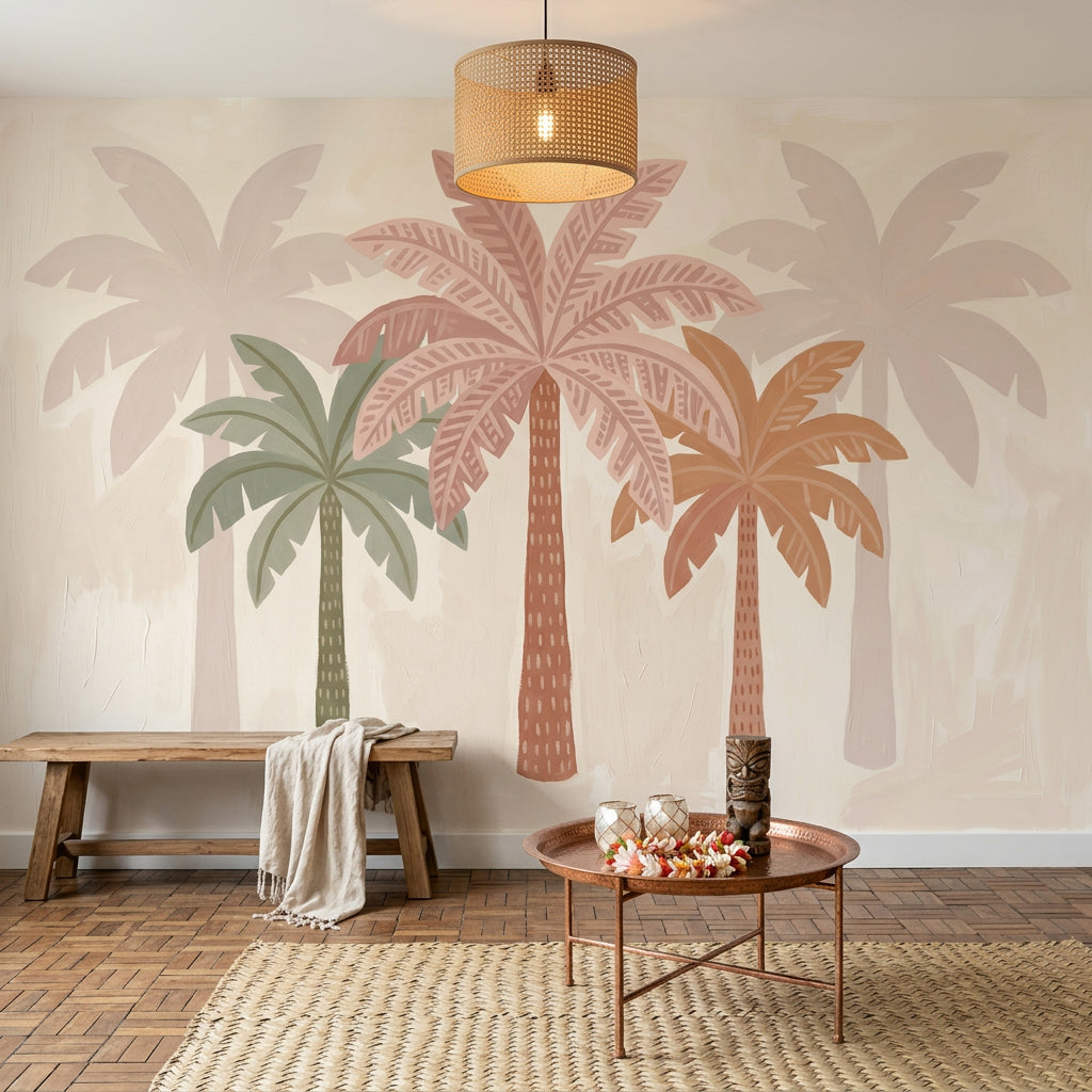 Palm Trees Wallpaper Pastel Tropical Wall Mural