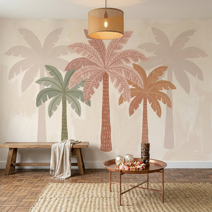 Palm Trees Wallpaper Pastel Tropical Wall Mural