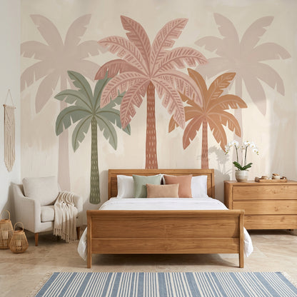 Palm Trees Wallpaper Pastel Tropical Wall Mural