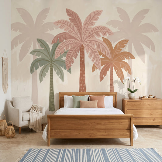 Palm Trees Wallpaper Pastel Tropical Wall Mural