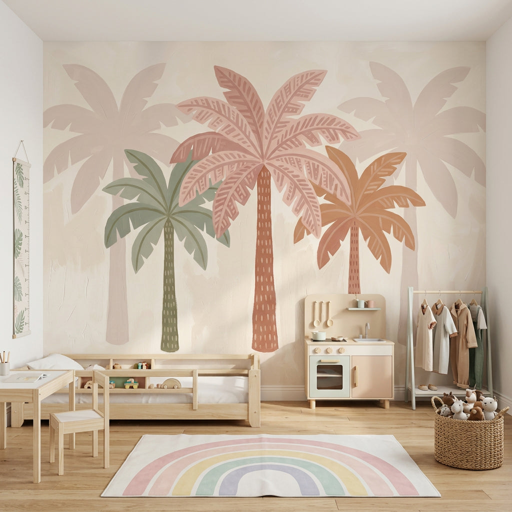 Palm Trees Wallpaper Pastel Tropical Wall Mural