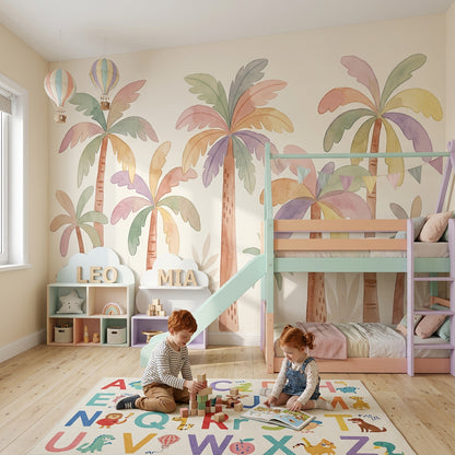 Tropical Wallpaper Palm Trees Watercolor Removable Wall Decor