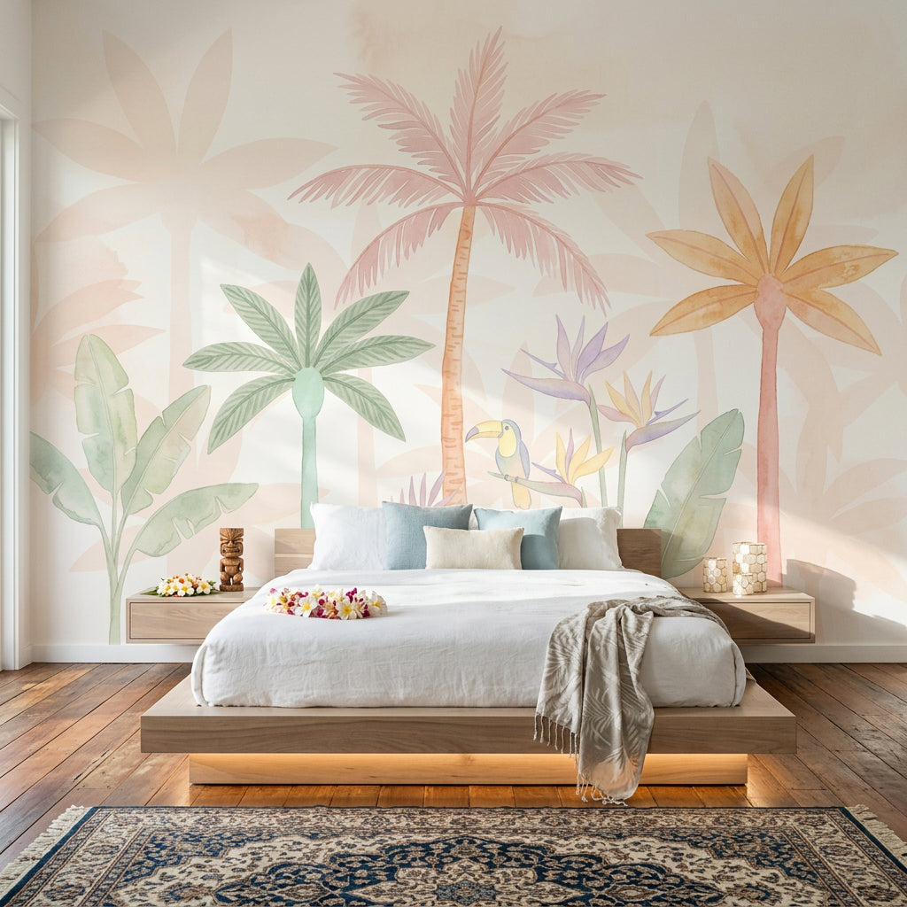 White Background Wallpaper Muted Green Wall Mural