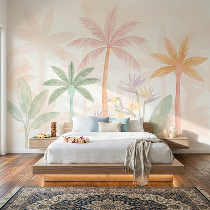 White Background Wallpaper Muted Green Wall Mural