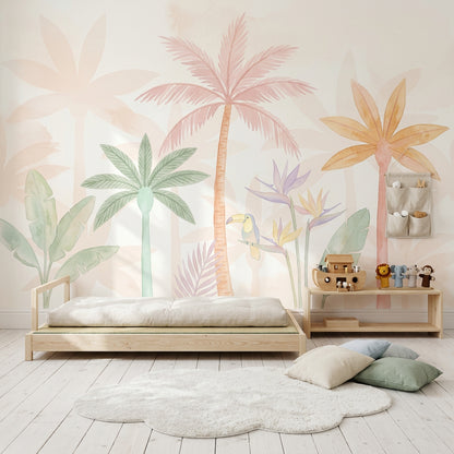 White Background Wallpaper Muted Green Wall Mural