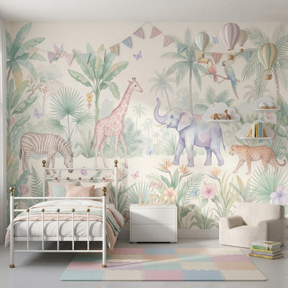 Pastel Butterflies Wallpaper Tropical Safari Wall Mural