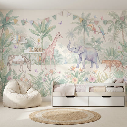 Pastel Butterflies Wallpaper Tropical Safari Wall Mural