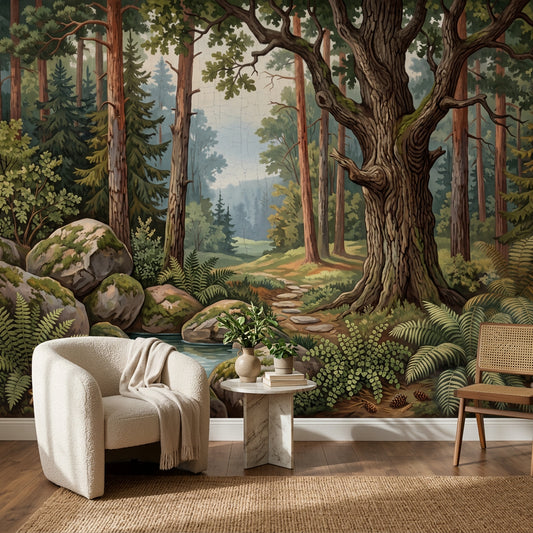 Forest Landscape Wallpaper Woodland Mural Tall Pine Trees Wall Mural