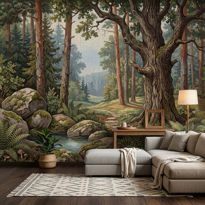 Forest Landscape Wallpaper Woodland Mural Tall Pine Trees Wall Mural