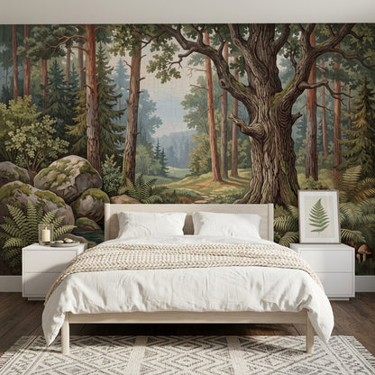 Forest Landscape Wallpaper Woodland Mural Tall Pine Trees Wall Mural