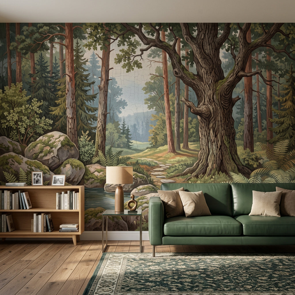 Forest Landscape Wallpaper Woodland Mural Tall Pine Trees Wall Mural