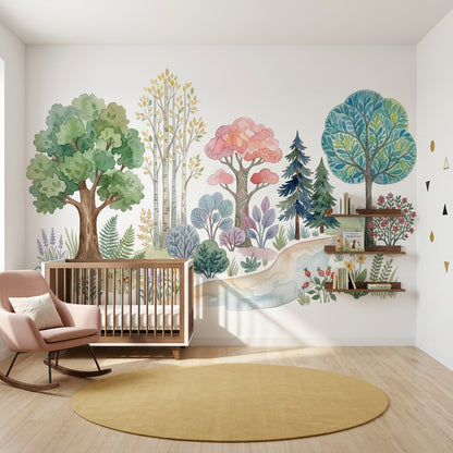White Background Wallpaper Minimal Botanical Removable Wall Decor