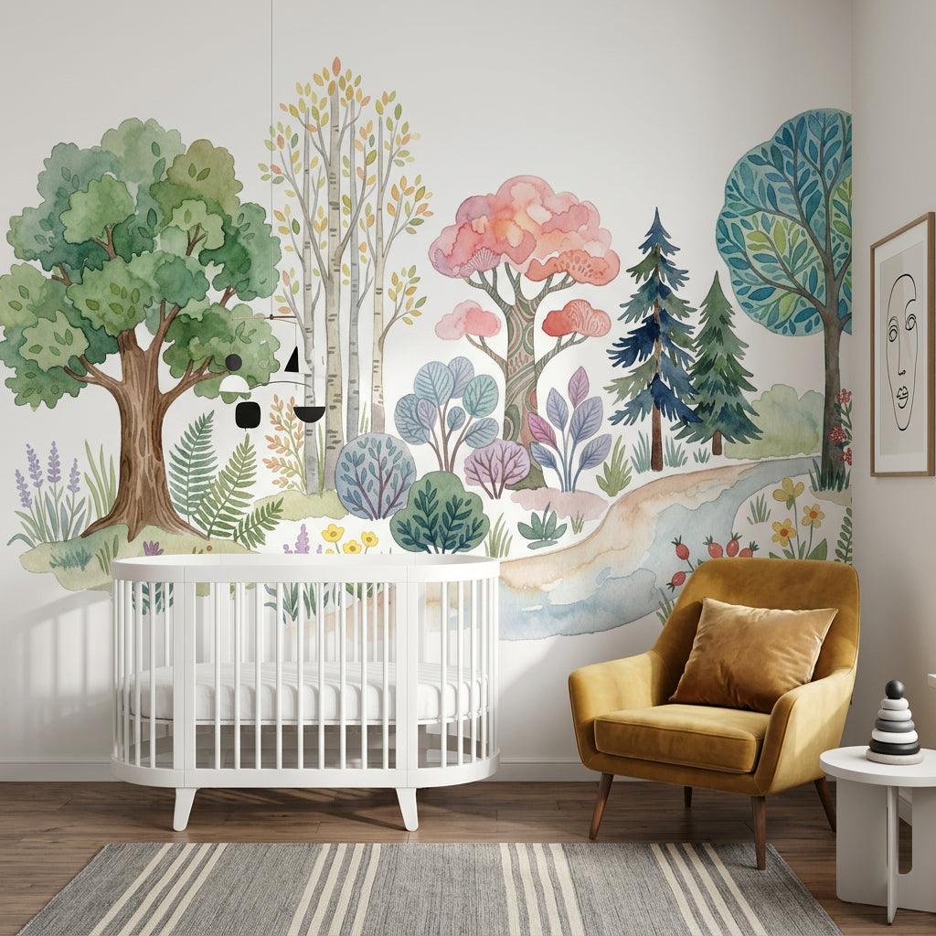 White Background Wallpaper Minimal Botanical Removable Wall Decor