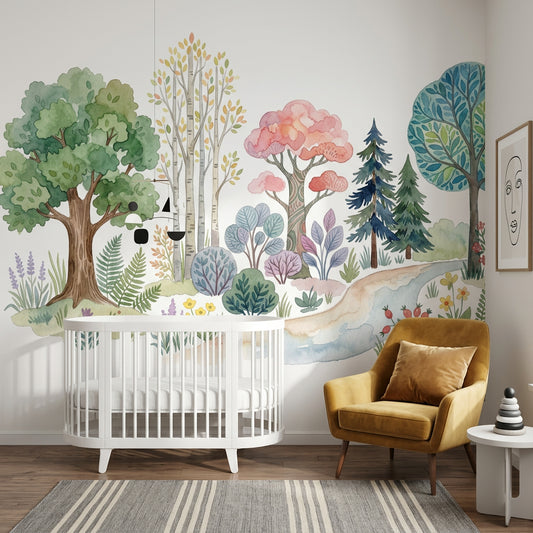 White Background Wallpaper Minimal Botanical Removable Wall Decor