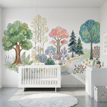 White Background Wallpaper Minimal Botanical Removable Wall Decor