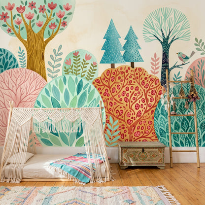 Whimsical Forest Wallpaper Paper Texture Whimsical Forest Wall Mural