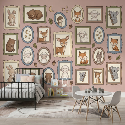 Nursery Wallpaper Woodland Animals Removable Gallery Frames Wall Decor