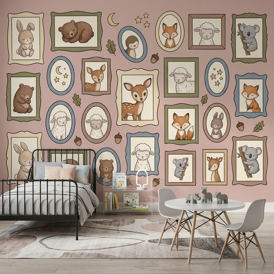Nursery Wallpaper Woodland Animals Removable Gallery Frames Wall Decor