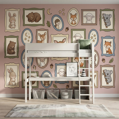 Nursery Wallpaper Woodland Animals Removable Gallery Frames Wall Decor