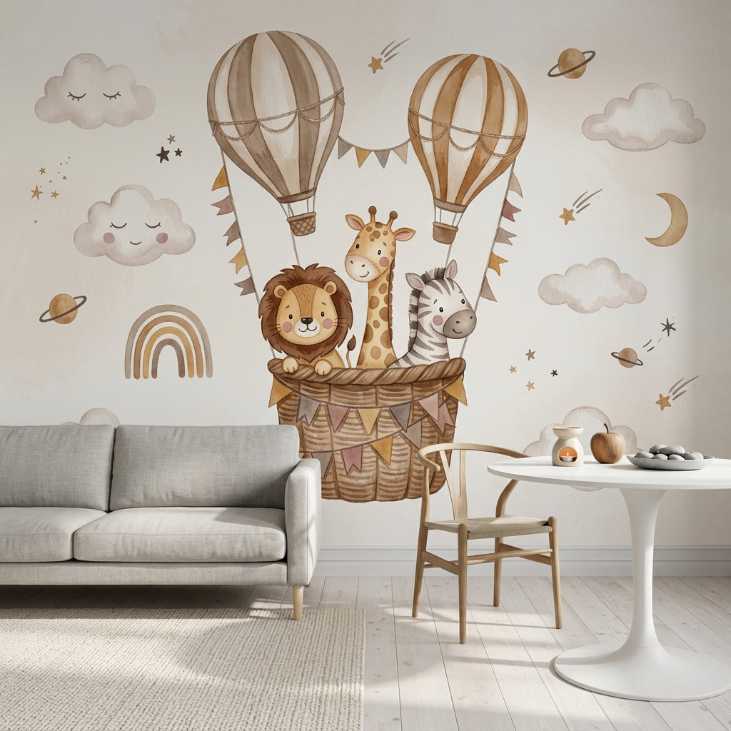 Hot Air Balloon Wallpaper Balloon Ride Removable Nursery Wall Decor
