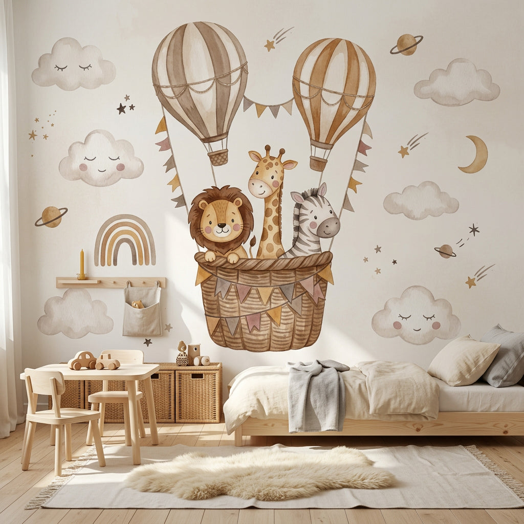 Hot Air Balloon Wallpaper Balloon Ride Removable Nursery Wall Decor