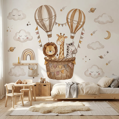Hot Air Balloon Wallpaper Balloon Ride Removable Nursery Wall Decor