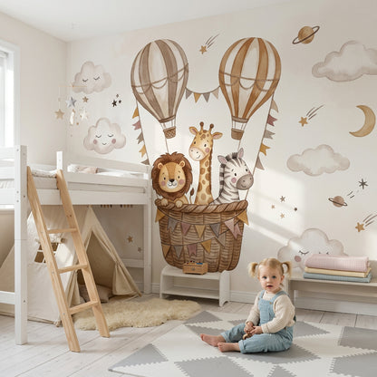 Hot Air Balloon Wallpaper Balloon Ride Removable Nursery Wall Decor