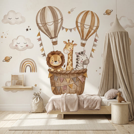 Hot Air Balloon Wallpaper Balloon Ride Removable Nursery Wall Decor