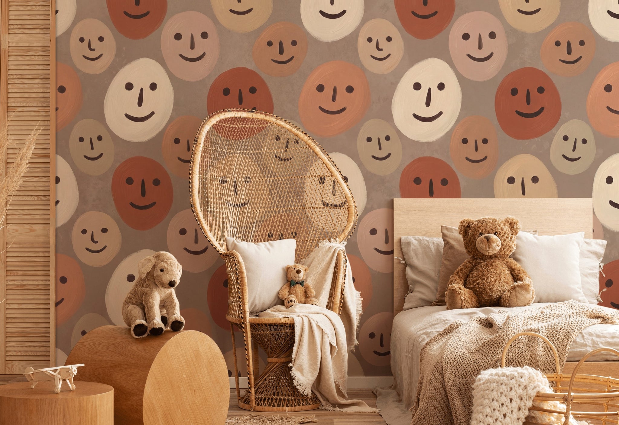 Abstract Faces Wallpaper Geometric Ovals Repeat Pattern Wall Mural
