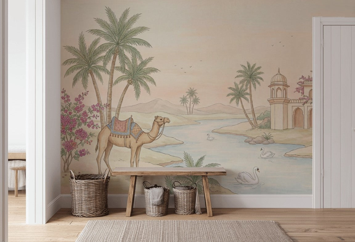 Desert Oasis Wallpaper Palace Domes Camel Wall Mural