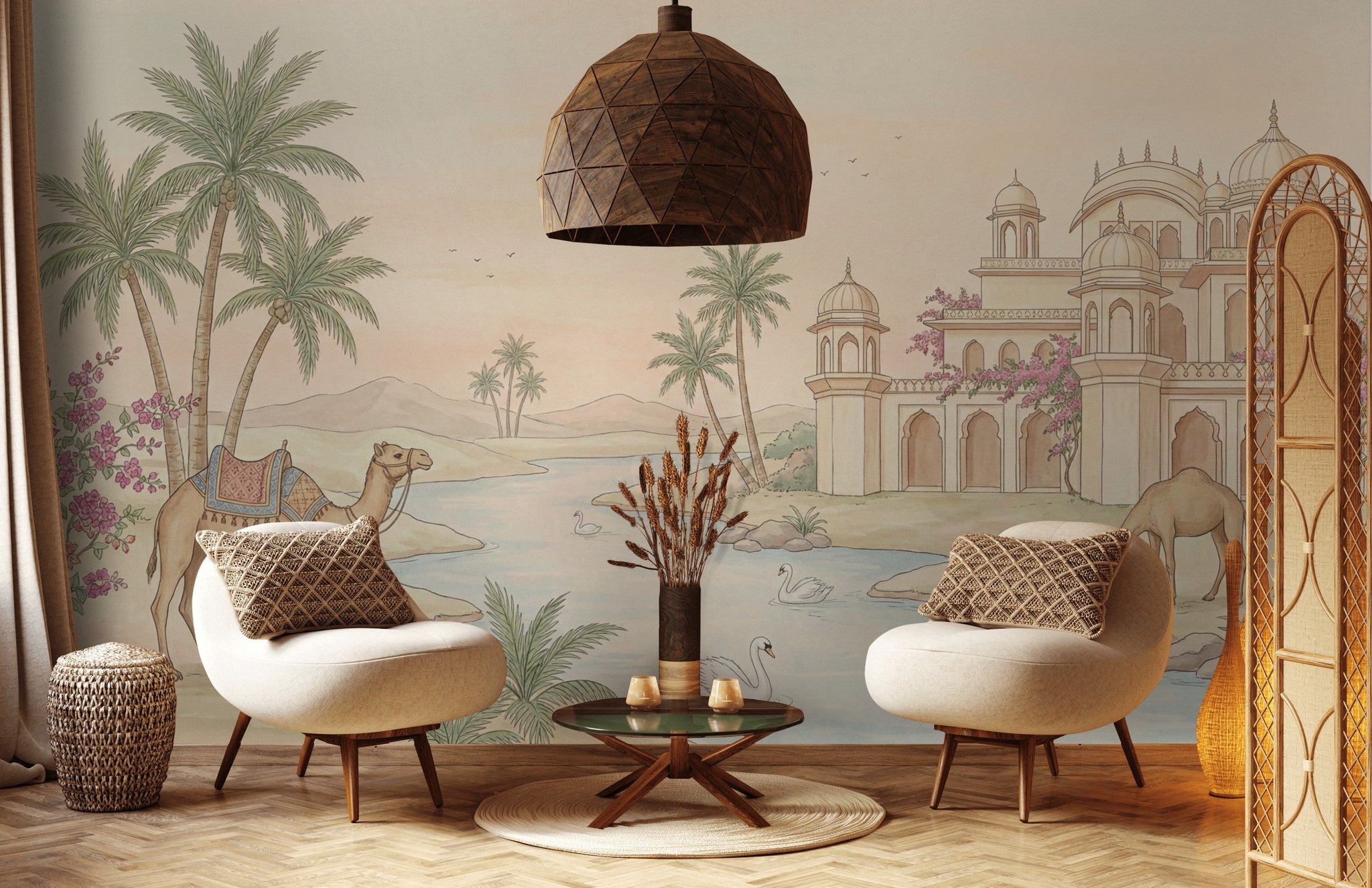 Desert Oasis Wallpaper Palace Domes Camel Wall Mural