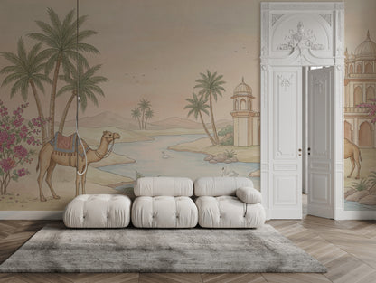 Desert Oasis Wallpaper Palace Domes Camel Wall Mural
