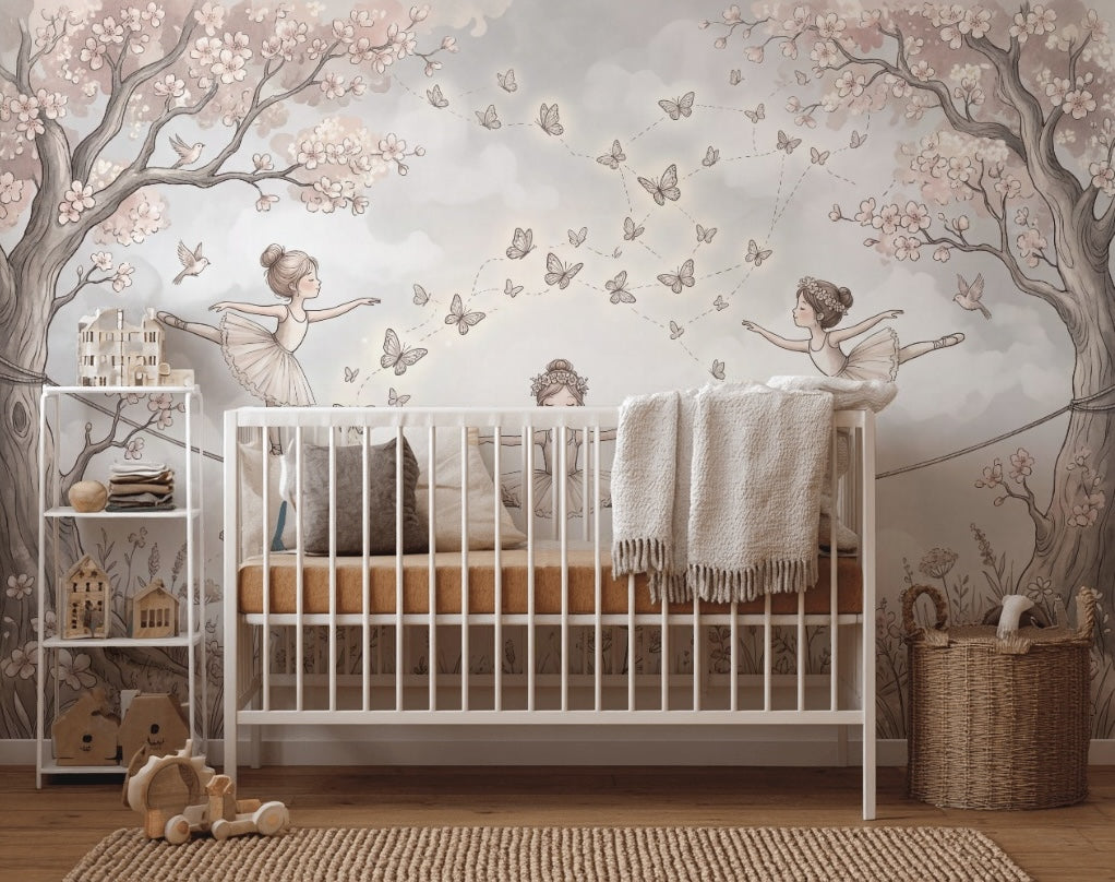 Cloudy Sky Wallpaper Meadow Flowers Removable Wall Decor