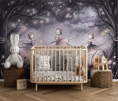 Moonlit Wallpaper Ballerinas Dark Wall Mural
