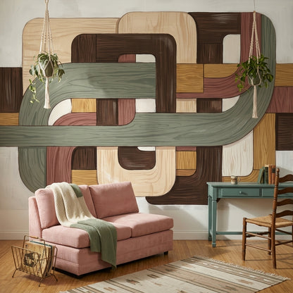 Mid Century Modern Wallpaper Retro Geometric Wall Mural