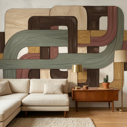 Mid Century Modern Wallpaper Retro Geometric Wall Mural