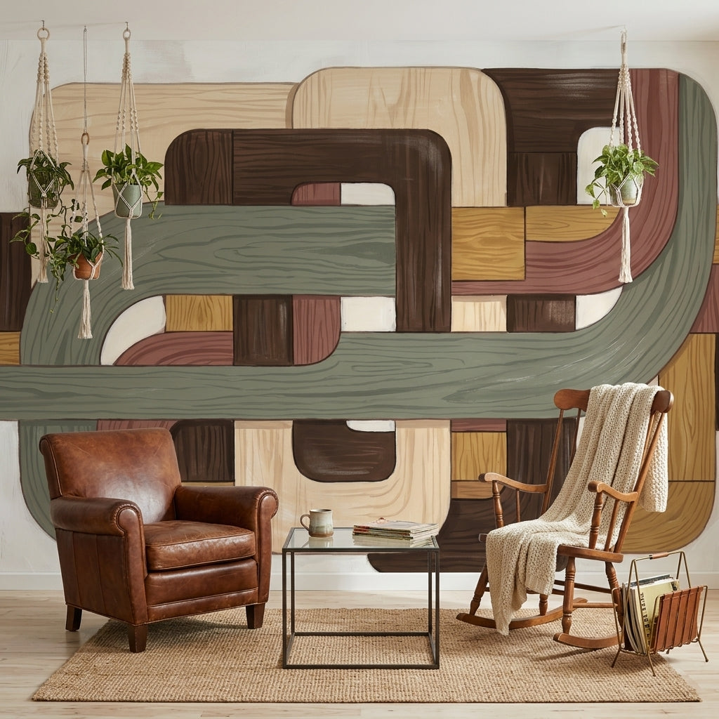 Mid Century Modern Wallpaper Retro Geometric Wall Mural