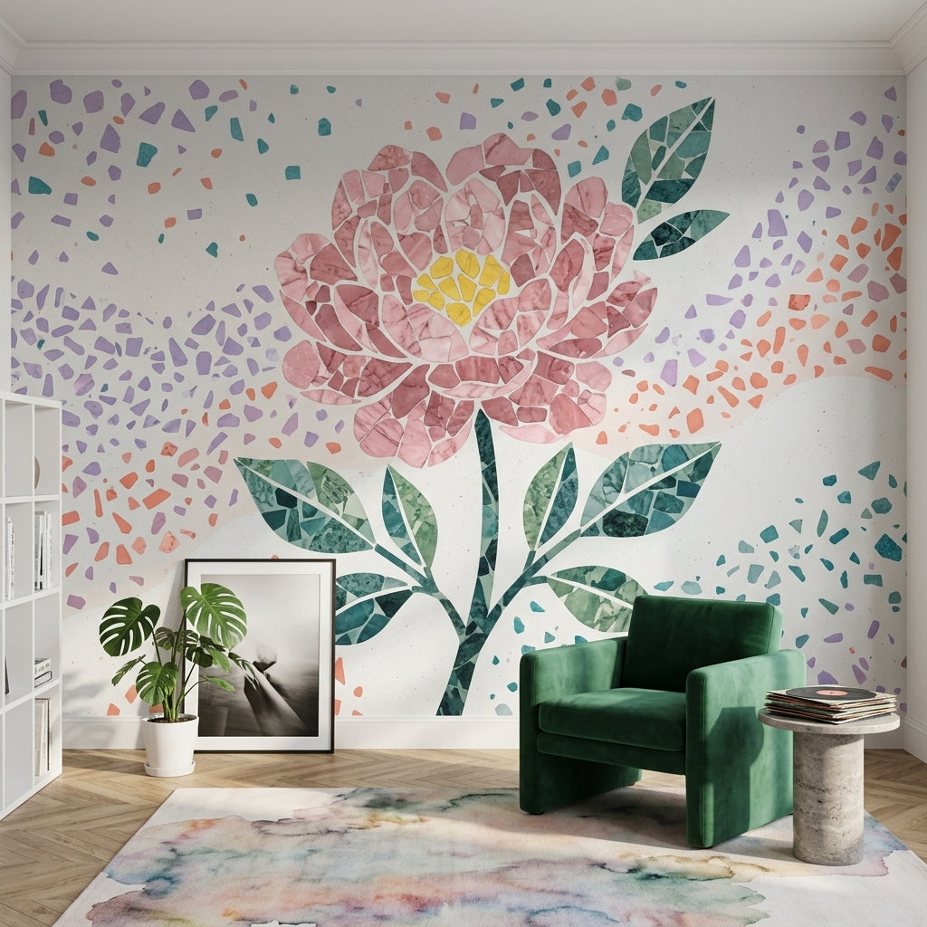 Terrazzo Texture Wallpaper Abstract Pattern Removable Wall Decor