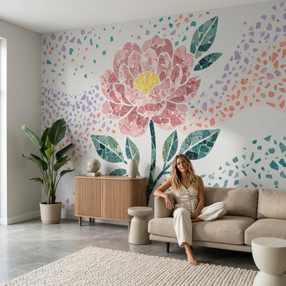 Terrazzo Texture Wallpaper Abstract Pattern Removable Wall Decor