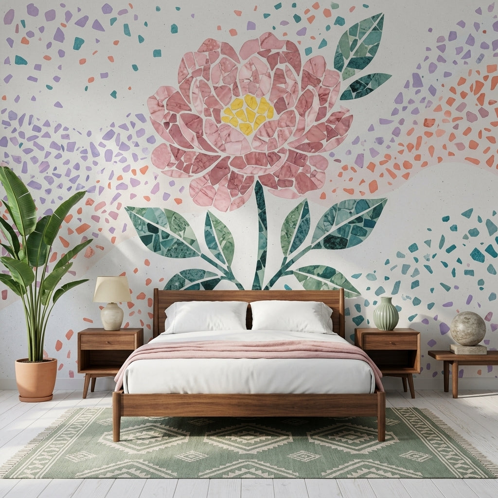 Terrazzo Texture Wallpaper Abstract Pattern Removable Wall Decor
