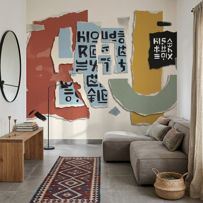 Abstract Collage Wallpaper Torn Paper Modern Graphic Removable Wall Decor
