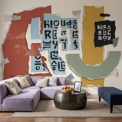 Abstract Collage Wallpaper Torn Paper Modern Graphic Removable Wall Decor