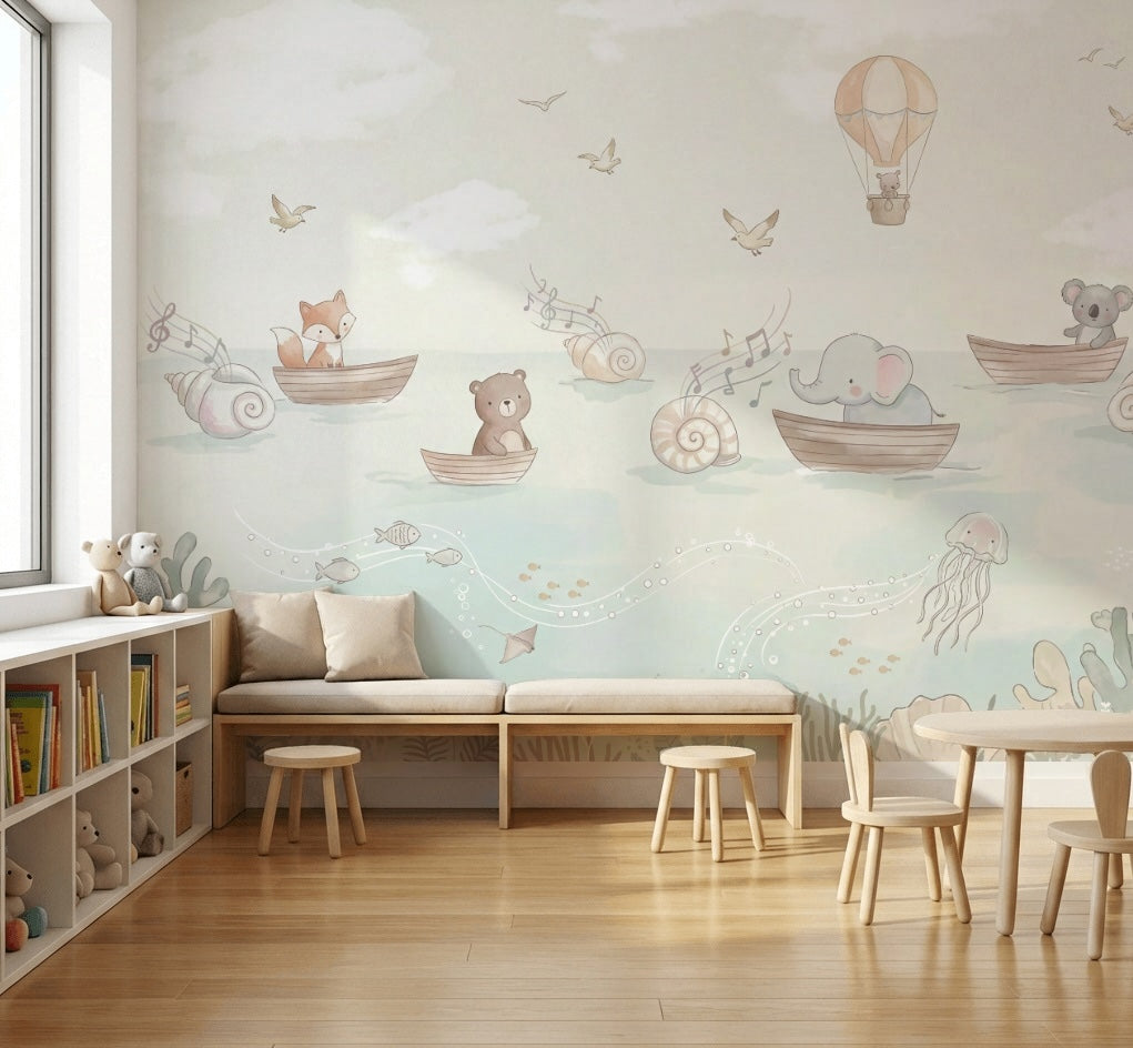 Cloudy Sky Wallpaper Hot Air Balloon Cloudy Sky Wall Mural