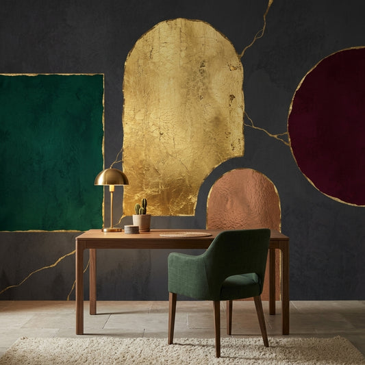 Metallic Gold Leaf Wallpaper Dark Abstract Art Deco Glam Removable Wall Decor