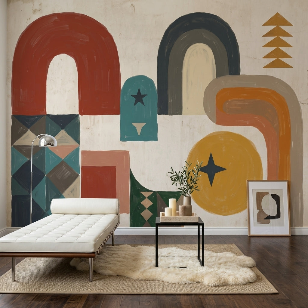 Mid Century Modern Wallpaper Totem Wall Mural