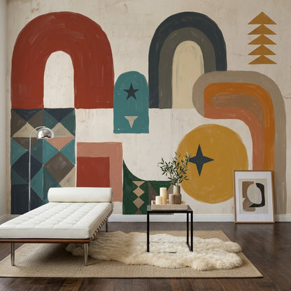 Mid Century Modern Wallpaper Totem Wall Mural