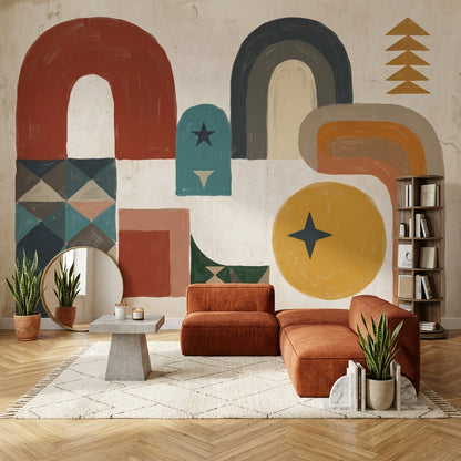 Mid Century Modern Wallpaper Totem Wall Mural
